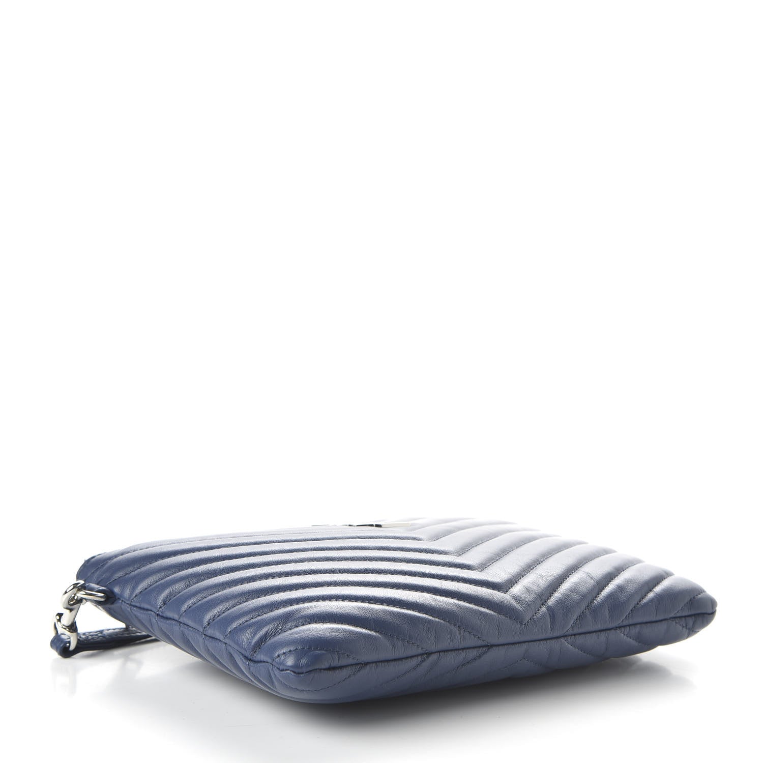 Saint Laurent Calfskin Matelasse Chevron Monogram A5 Wristlet Medium Blue 5 of 22