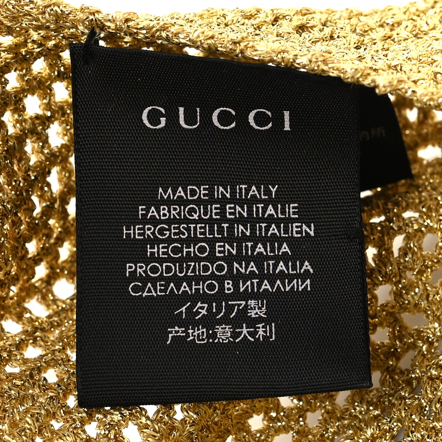 Gucci Metallic Crochet Knit Thelma Beret Hat Gold 9 of 9