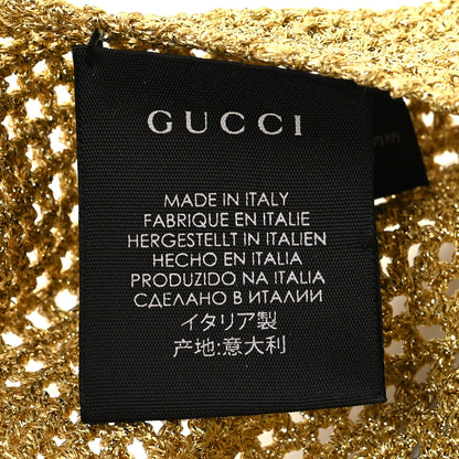 Gucci Metallic Crochet Knit Thelma Beret Hat Gold 9 of 9