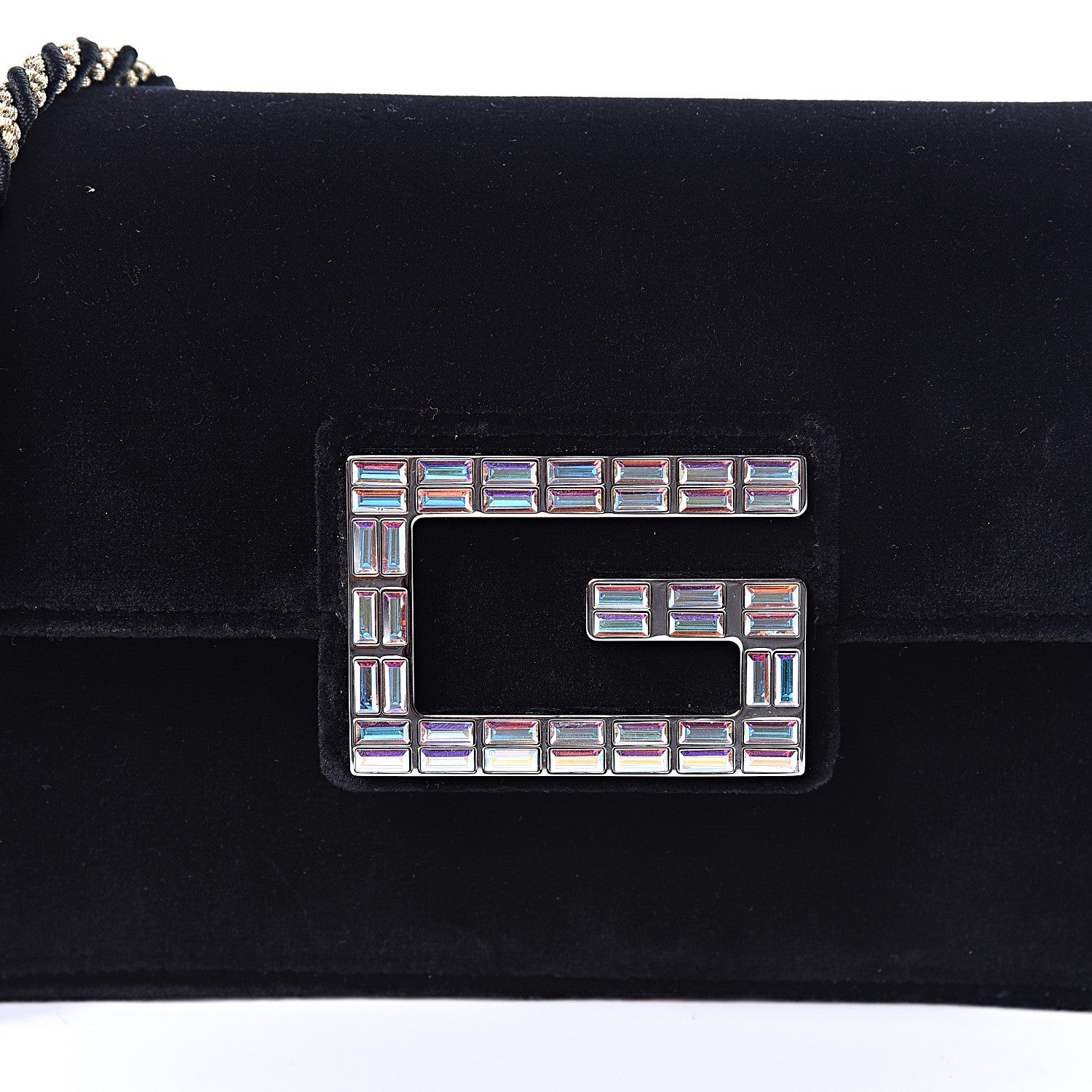 Gucci Velvet Crystal Square G Shoulder Bag Black 10 of 10
