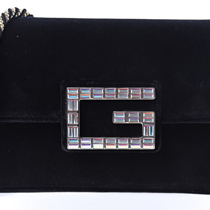Gucci Velvet Crystal Square G Shoulder Bag Black 10 of 10