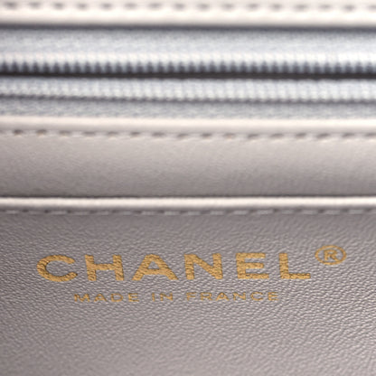 Chanel Lambskin Quilted Mini Top Handle Rectangular Flap Grey 6 of 9