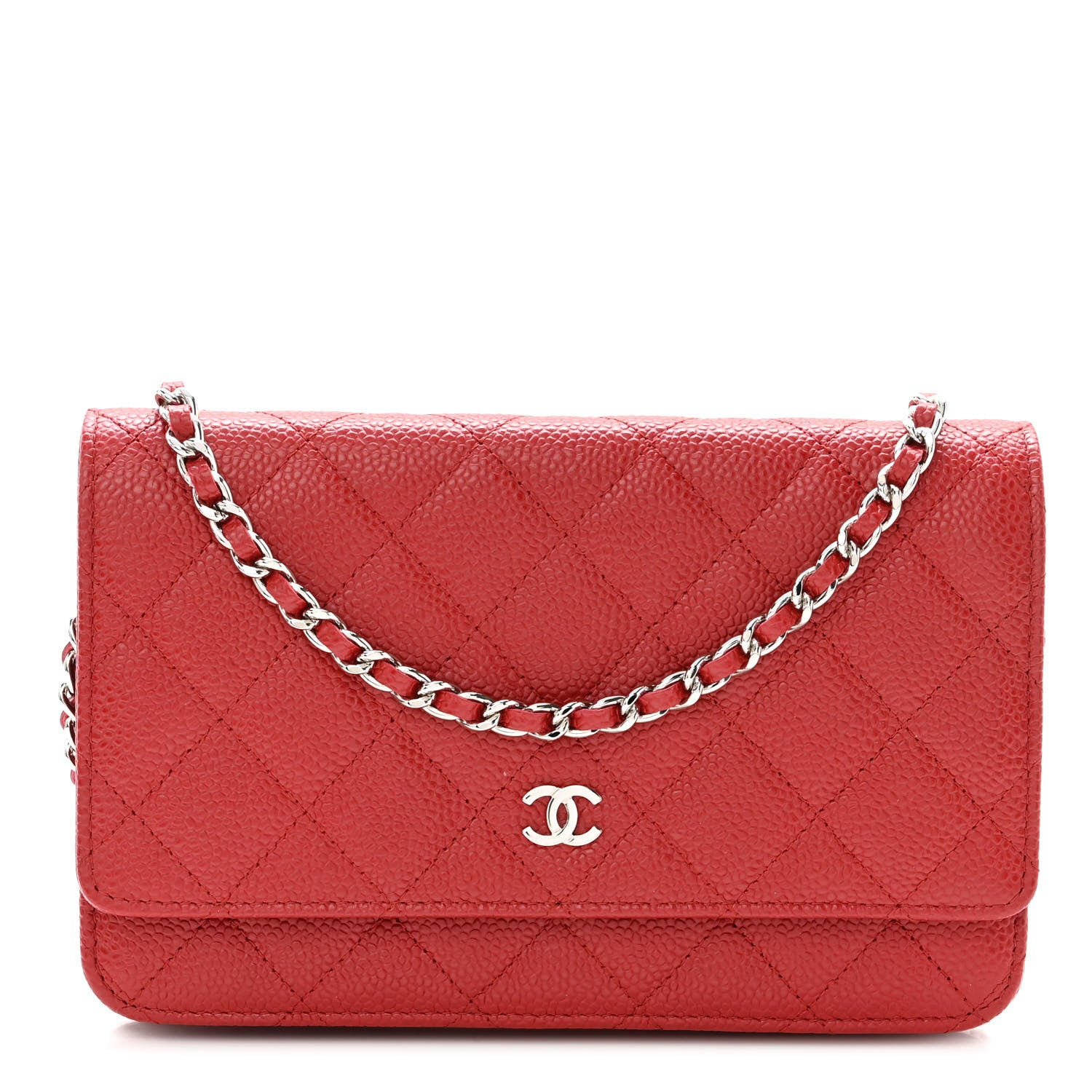 Chanel Caviar Quilted Wallet On Chain WOC Dark Red 1 of 11