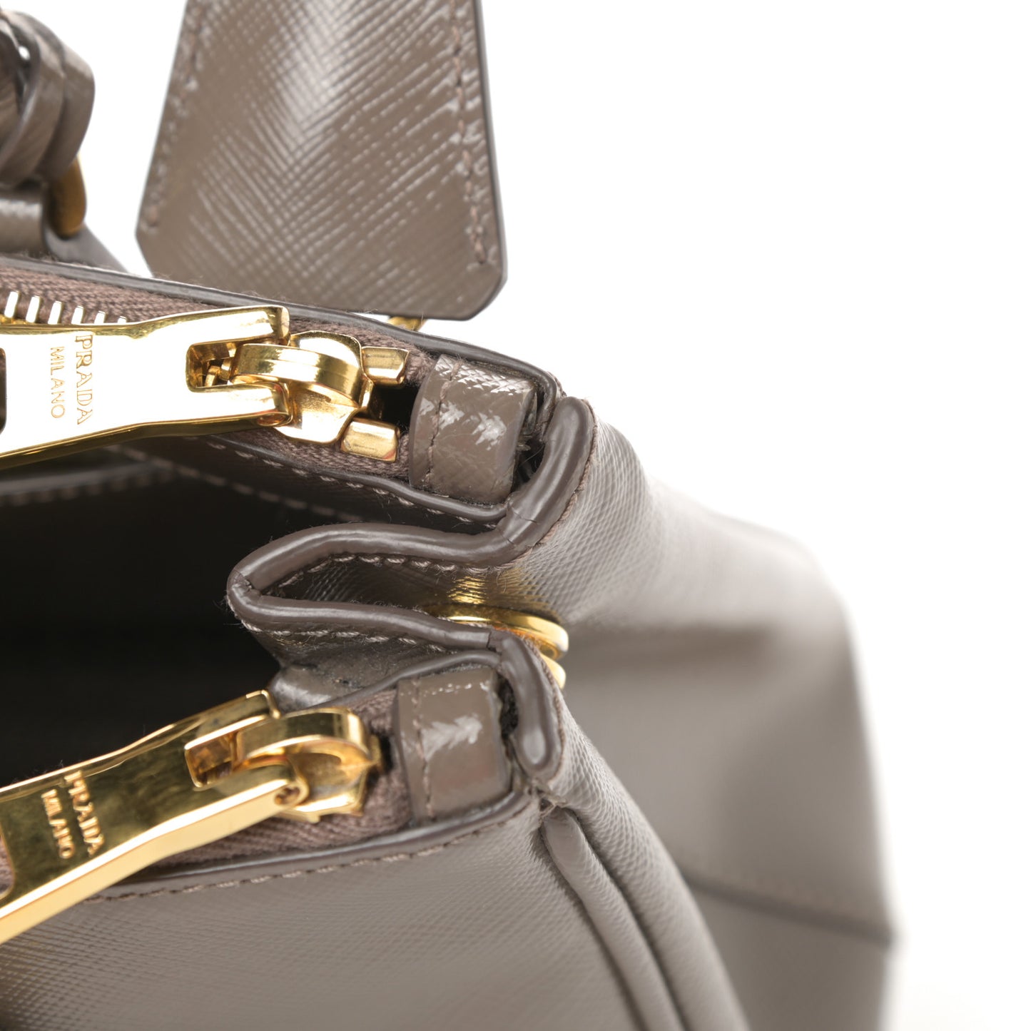 Saffiano Vernice Mini Galleria Double Zip Tote Argilla