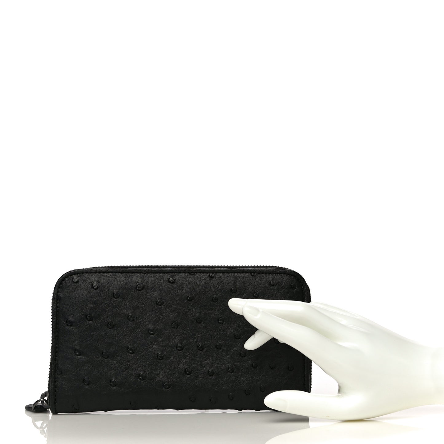 Ostrich Zip Around Wallet Black