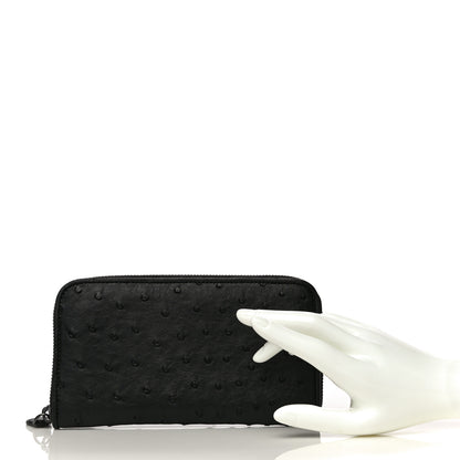 Bottega Veneta Ostrich Zip Around Wallet Black 2 of 11