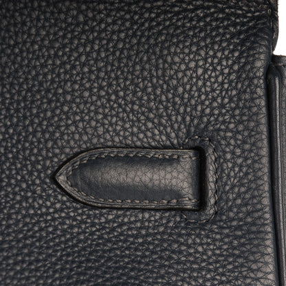 Hermes Taurillon Clemence Birkin 35 Bleu De Prusse 8 of 26