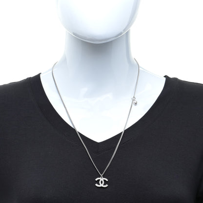 Chanel Crystal Pearl CC Pendant Necklace Silver 2 of 6