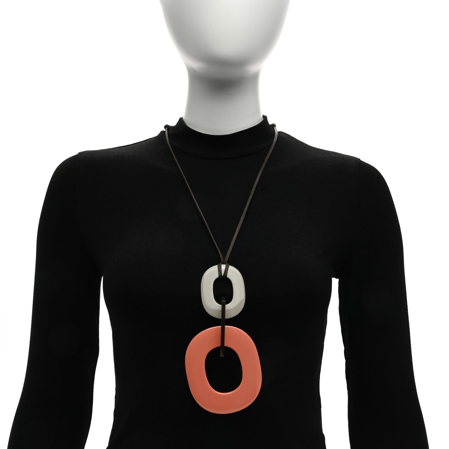 Lacquered Wood Buffalo Horn Kara Necklace Mink Saumon