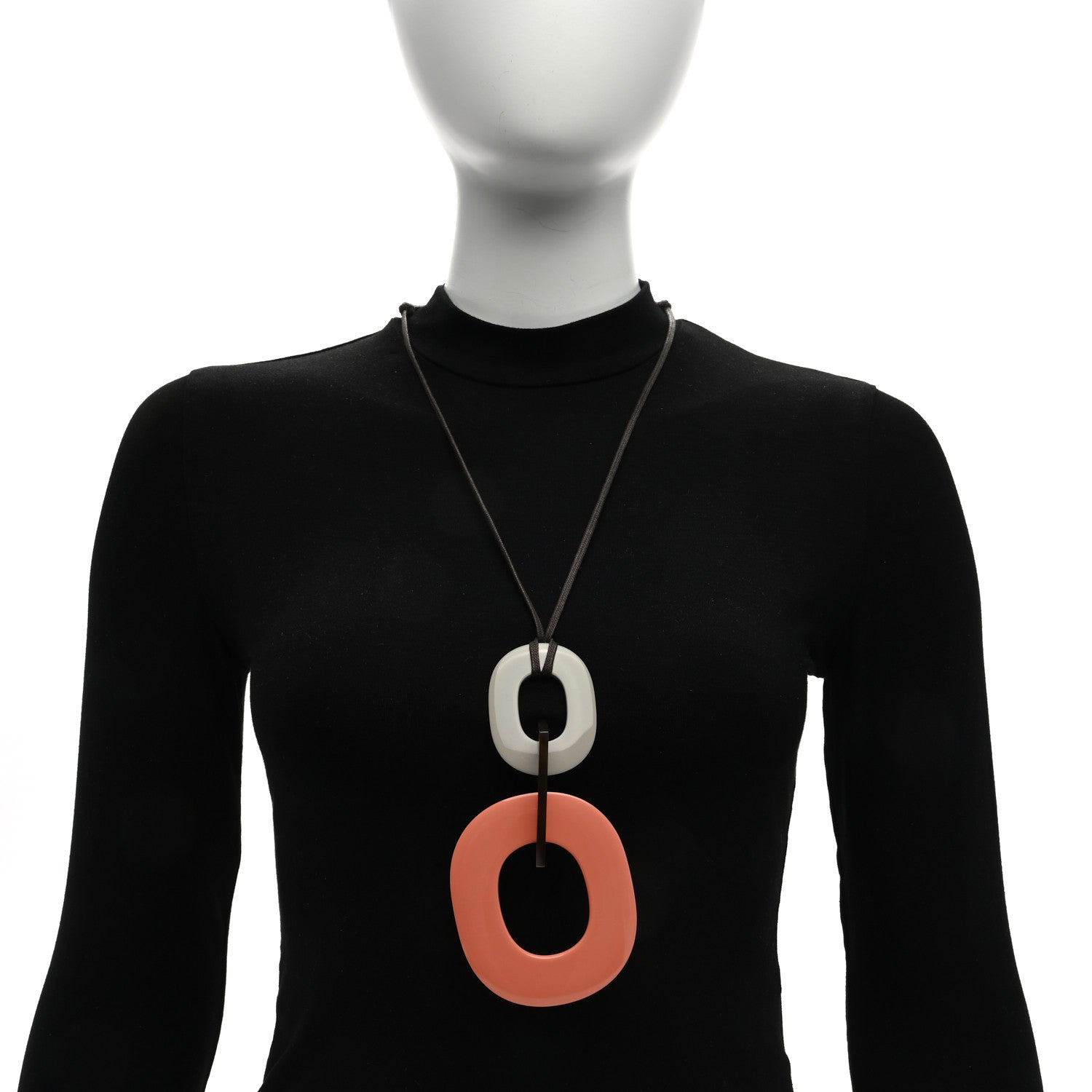 Hermes Lacquered Wood Buffalo Horn Kara Necklace Mink Saumon 2 of 4