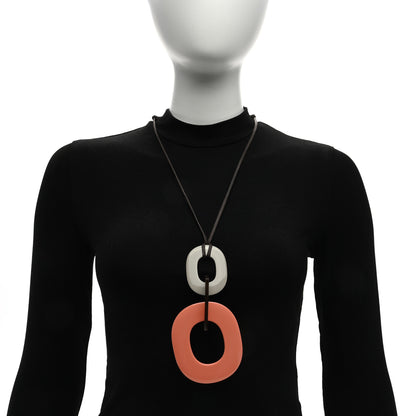 Hermes Lacquered Wood Buffalo Horn Kara Necklace Mink Saumon 2 of 4