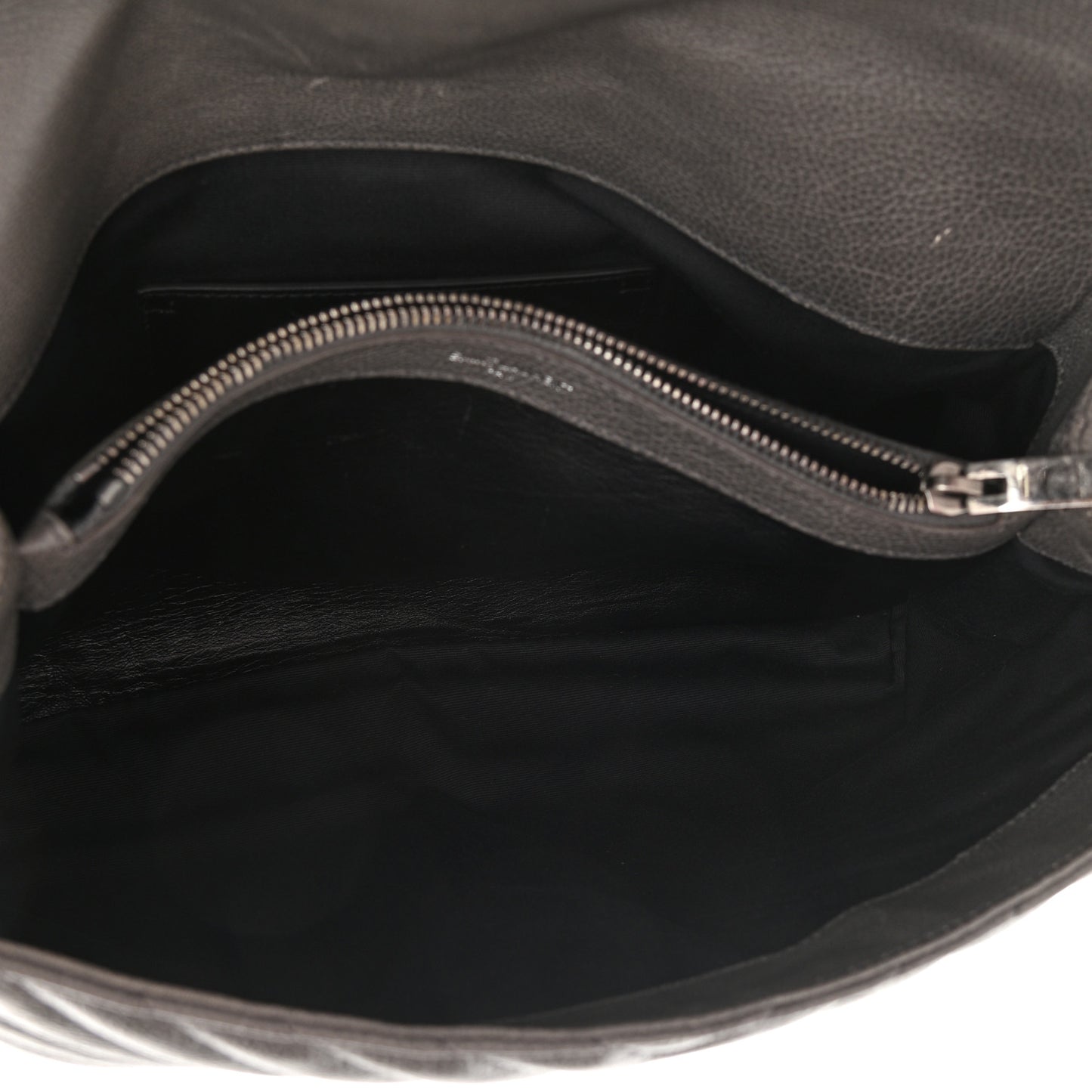 Sheepskin Matelasse Chevron Monogram Large College Satchel Dark Anthracite