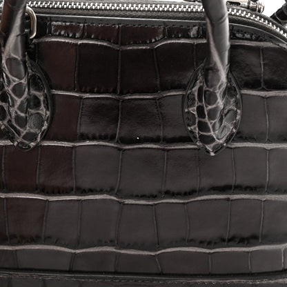 Balenciaga Shiny Calfskin Logo Crocodile Embossed XXS Ville Top Handle Bag Gray 15 of 15