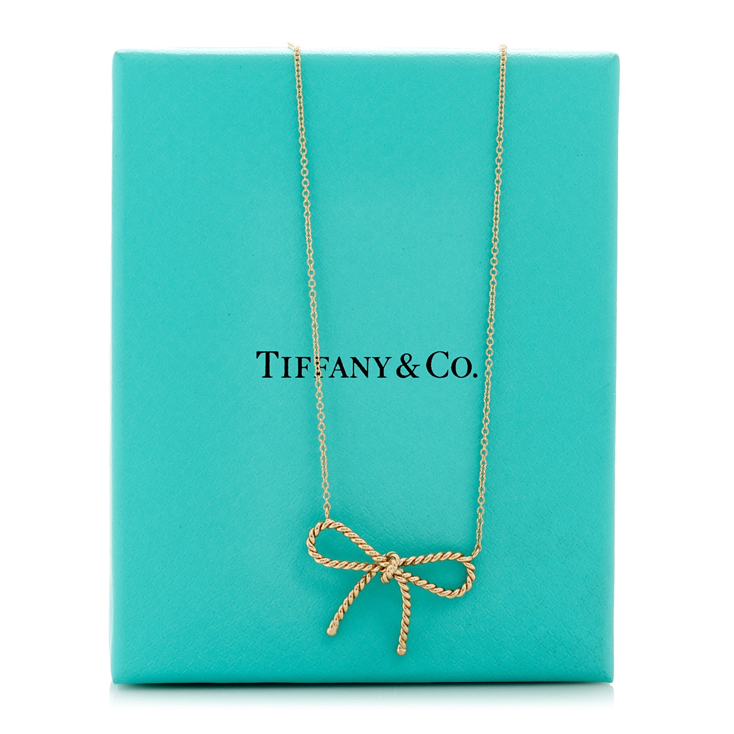 Tiffany 18K Rose Gold Twist Bow Pendant Necklace 6 of 6
