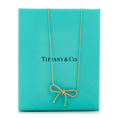 Tiffany 18K Rose Gold Twist Bow Pendant Necklace 6 of 6
