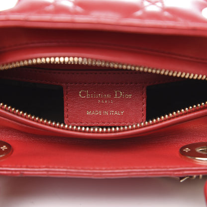 Christian Dior Lambskin Cannage Medium Lady Dior Red 6 of 12