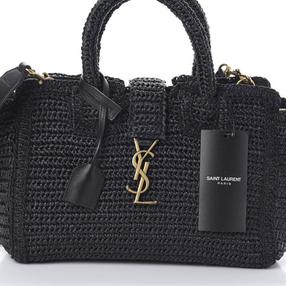 Saint Laurent Raffia Baby Monogram Downtown Cabas Black 7 of 9