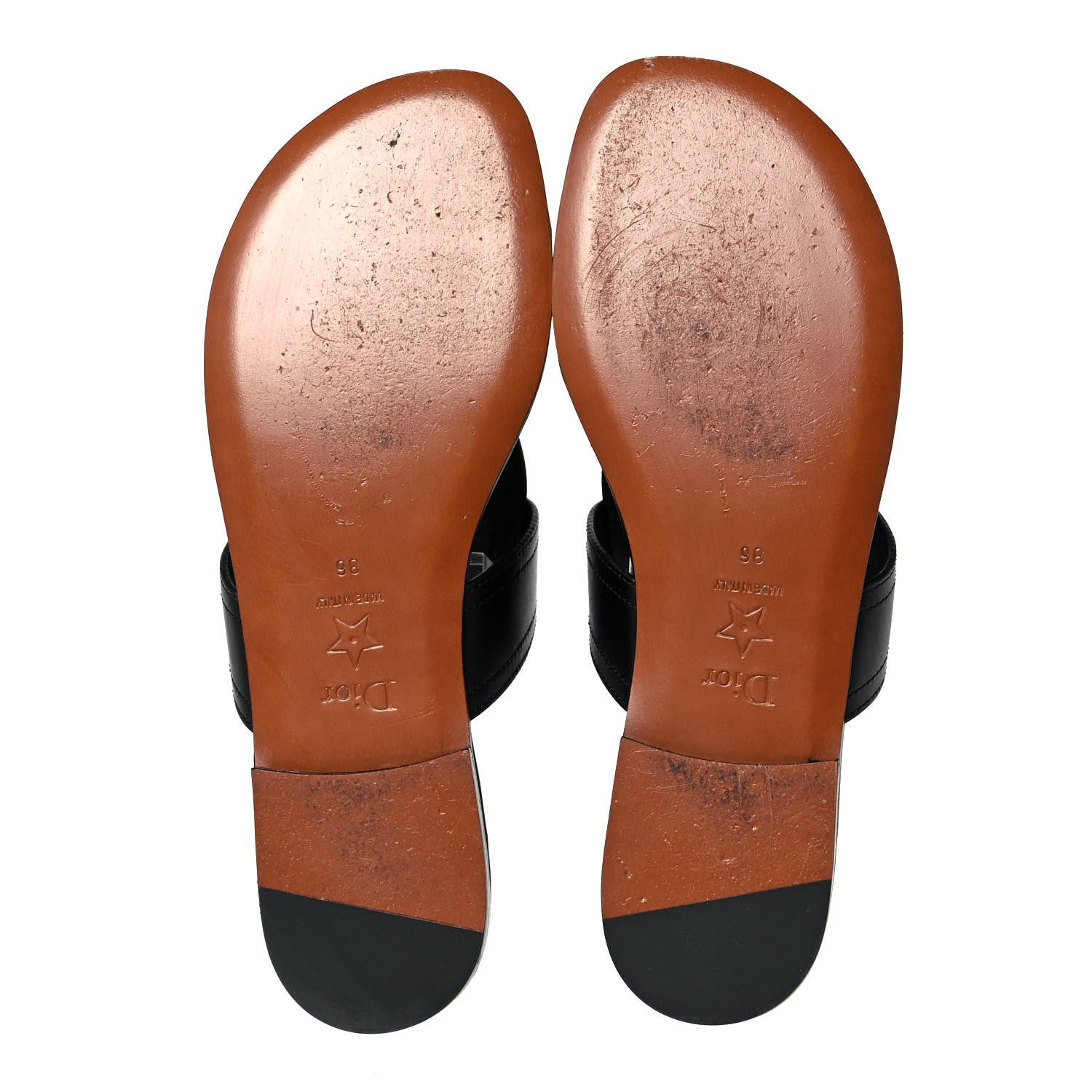 Christian Dior Calfskin 30 Montaigne Thong Sandals 36 Black 5 of 8