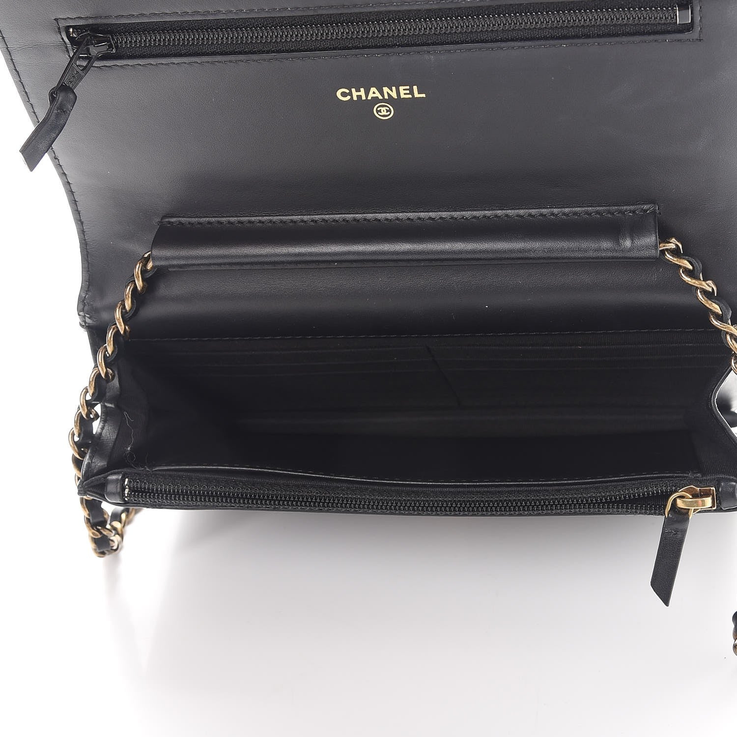 Chanel Patent Calfskin Quilted Boy Wallet On Chain WOC Black 5 of 8