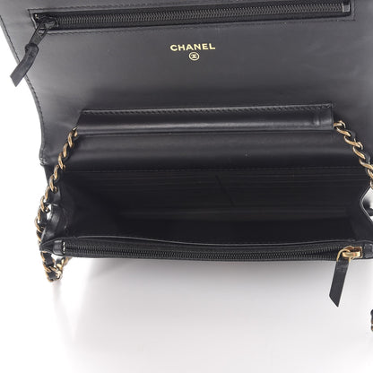 Chanel Patent Calfskin Quilted Boy Wallet On Chain WOC Black 5 of 8