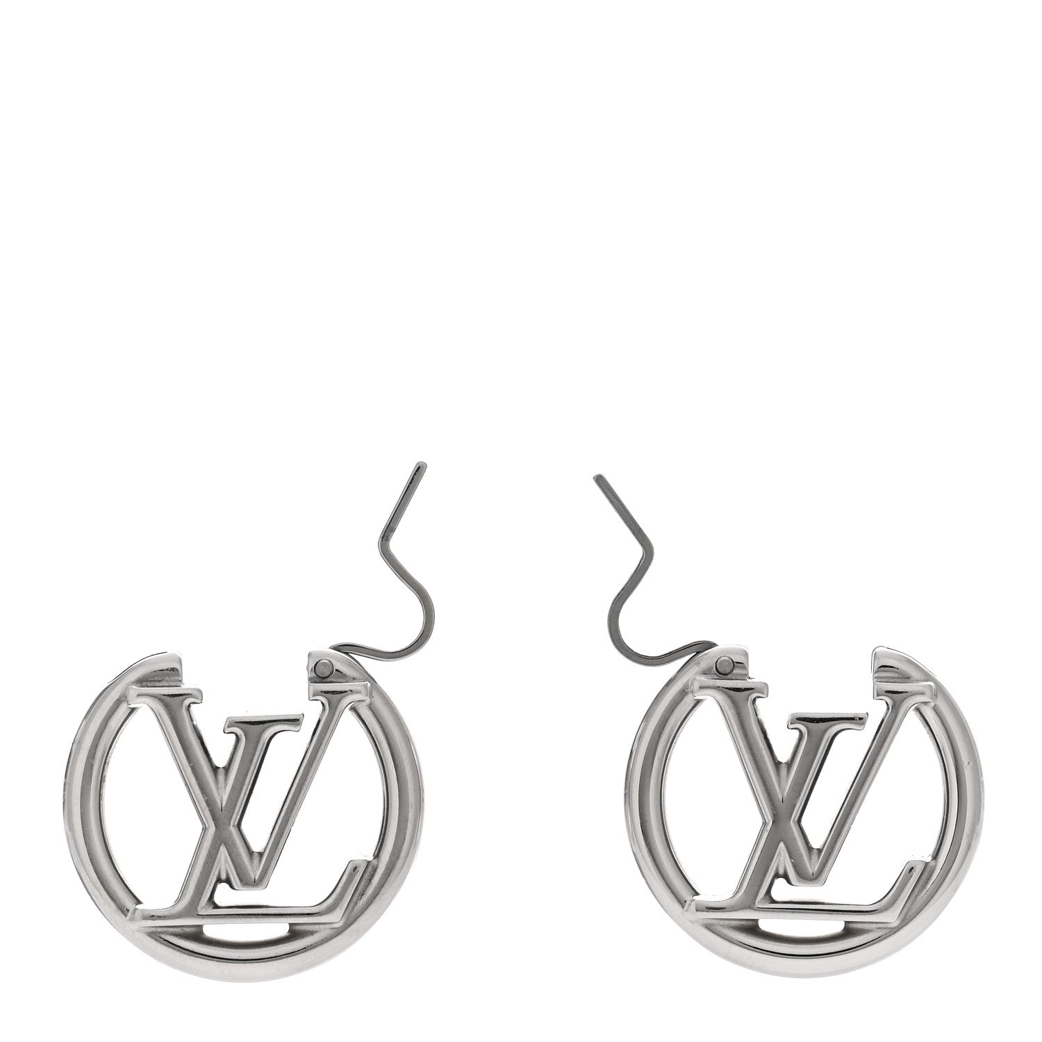 Louis Vuitton Palladium Small Louise Hoop Earrings Silver 3 of 5