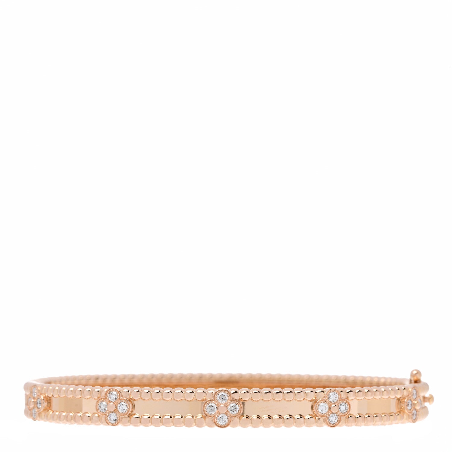 Van Cleef & Arpels 18K Rose Gold Diamond Perlee Sweet Clovers Bracelet M 1 of 4