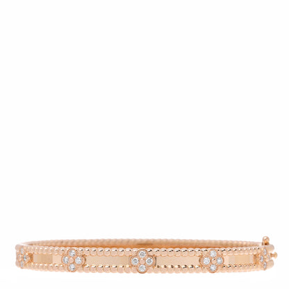 Van Cleef & Arpels 18K Rose Gold Diamond Perlee Sweet Clovers Bracelet M 1 of 4