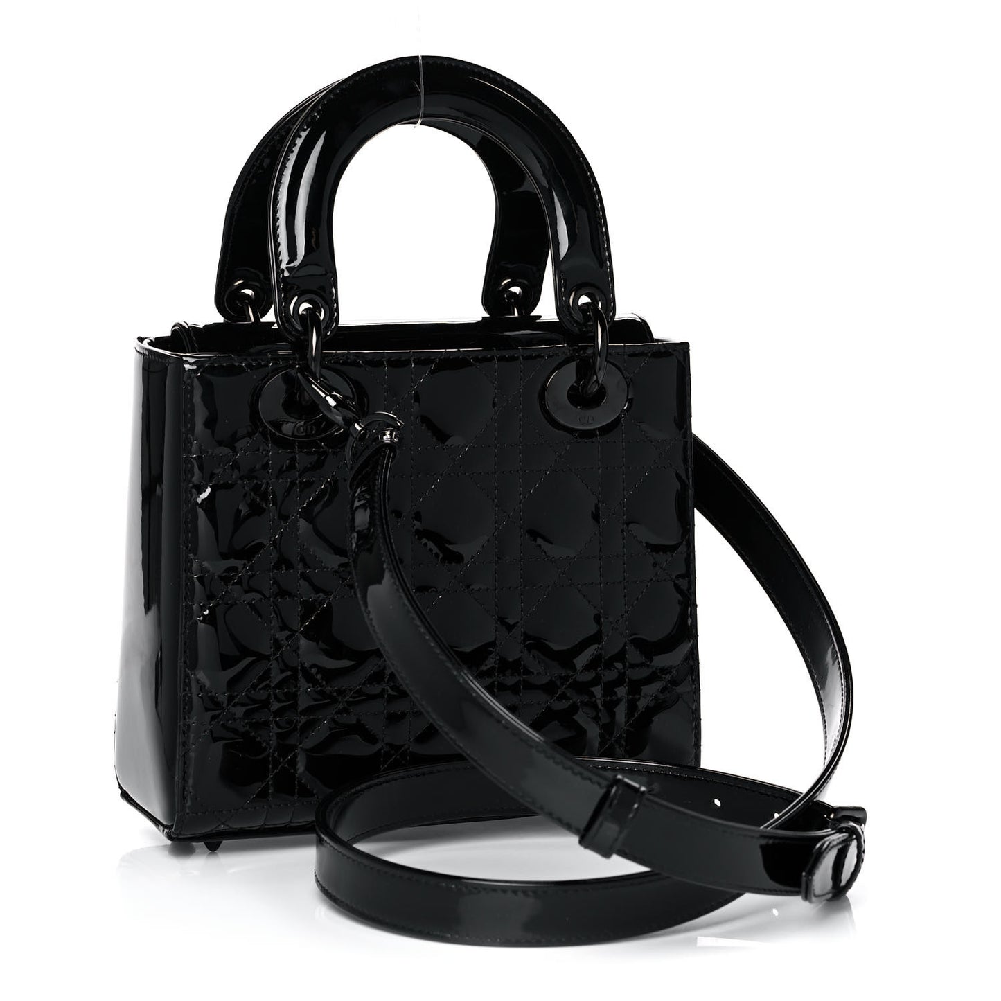 Patent Cannage Small Lady Dior Black
