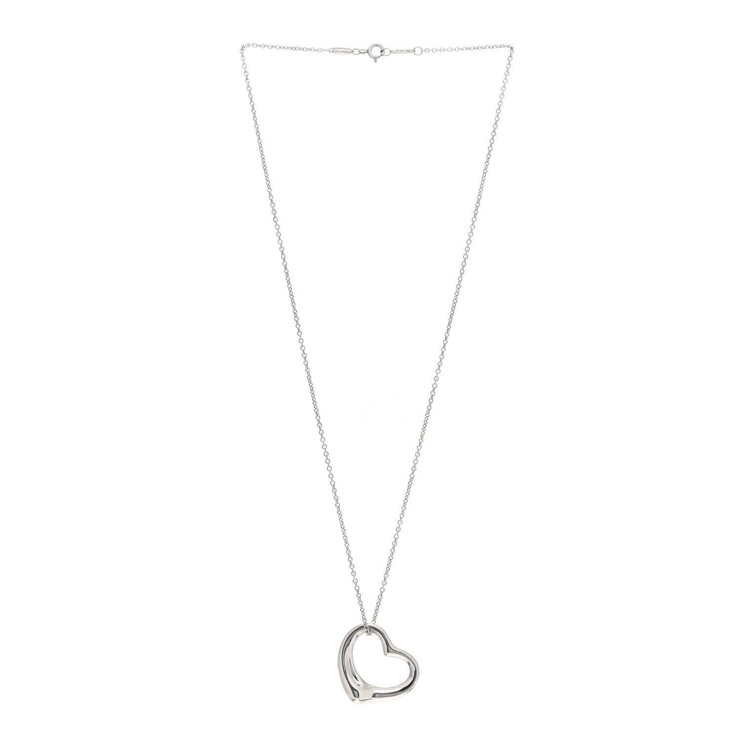 Tiffany Sterling Silver 27mm Elsa Peretti Open Heart Pendant Necklace 3 of 4