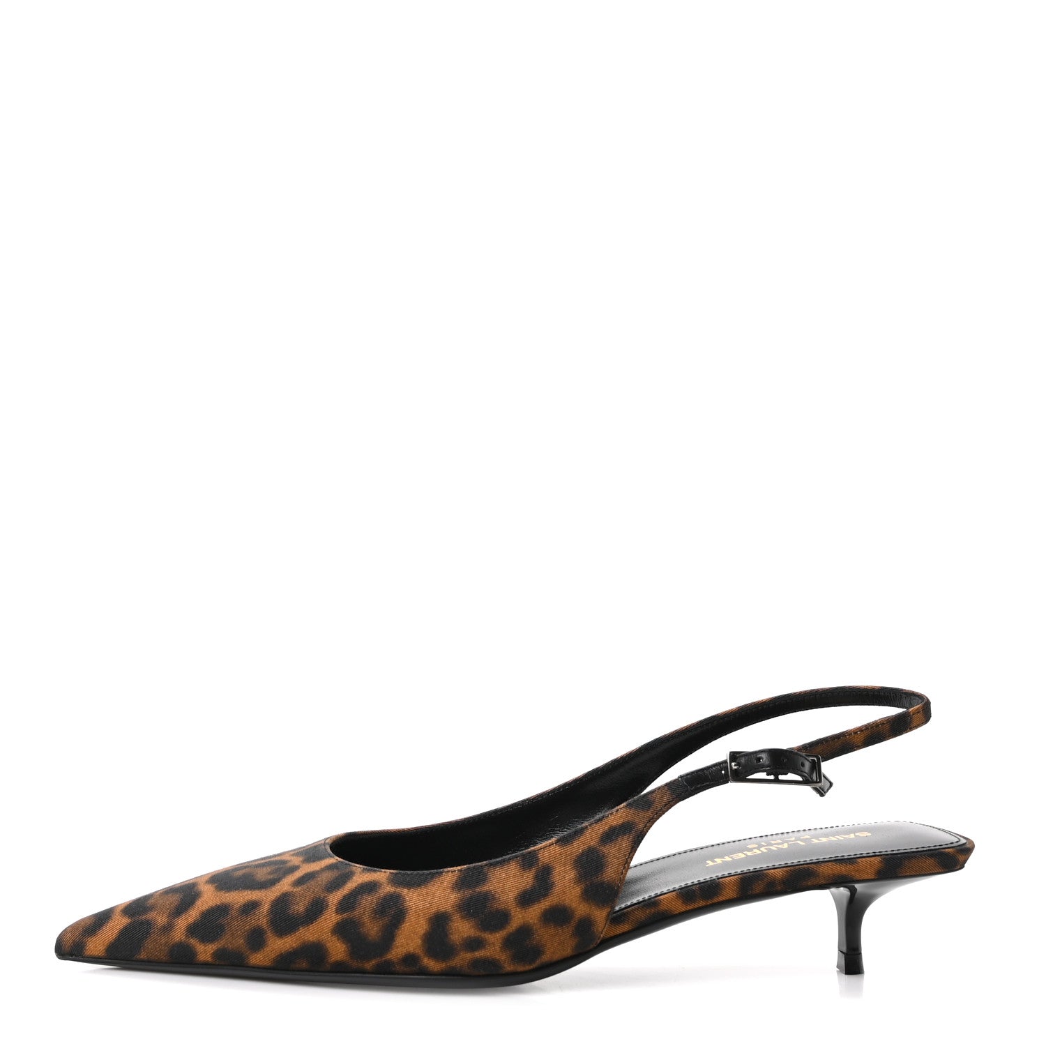Saint Laurent Canvas Leopard Print Quadria 30 Slingback Pumps 37 Manto Naturale 1 of 8