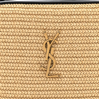 Saint Laurent Raffia Canvas Monogram Lou Camera Bag Beige Black 8 of 11
