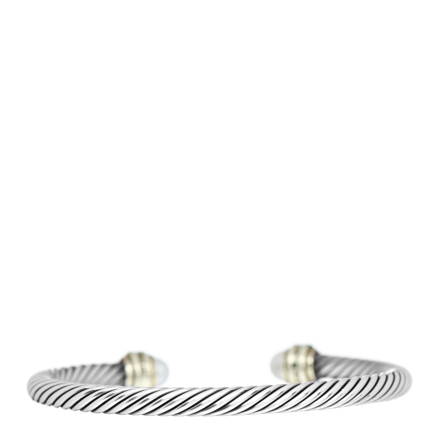 David Yurman Sterling Silver 14K Yellow Gold Pearl Blue Sapphire 5mm Cable Classics Bracelet 3 of 4
