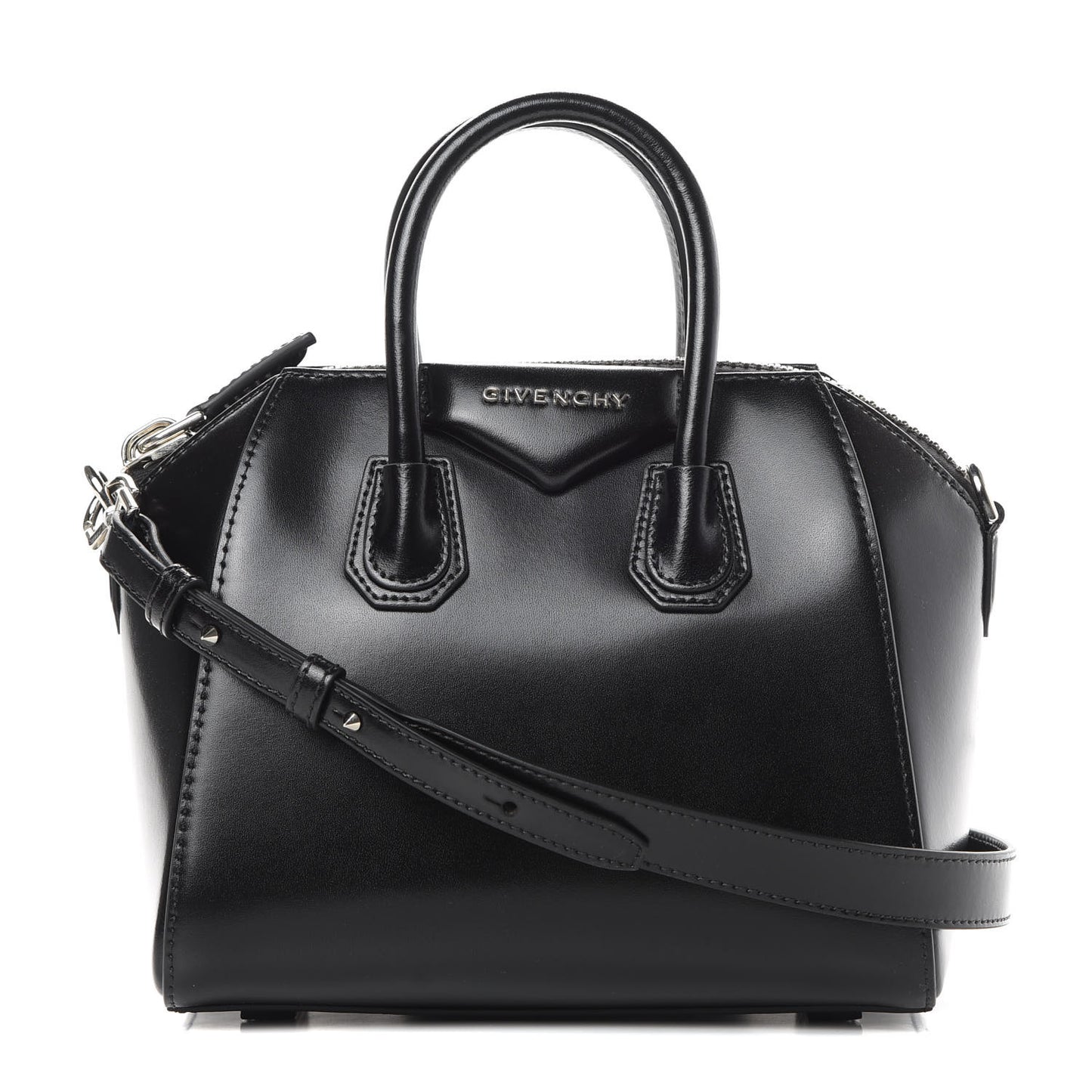 Shiny Lord Calfskin Mini Antigona Black