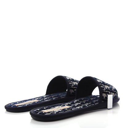 Christian Dior Velvet Oblique Chez Moi Sandal 39.5 Deep Blue 4 of 11