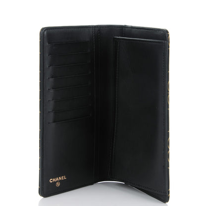 Chanel Lambskin Camellia Embossed Yen Wallet Black Gold 5 of 8
