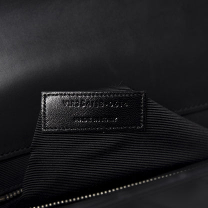 Saint Laurent Smooth Calfskin Matelasse Chevron Large Monogram Satchel Black 10 of 11
