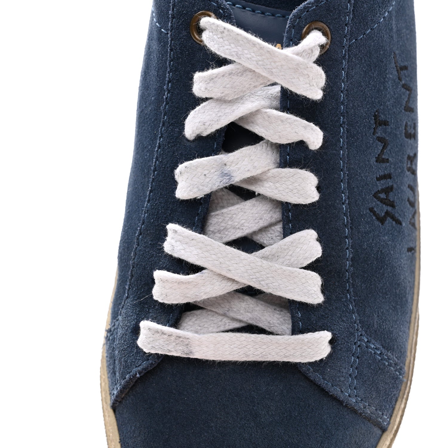 Saint Laurent Distressed Suede Womens Court Classic Sneakers 36 Denim 8 of 9