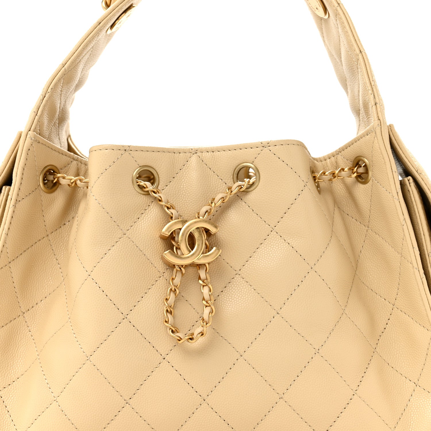 Chanel Caviar Quilted Small Chanel 25 Handbag Beige 8 of 10