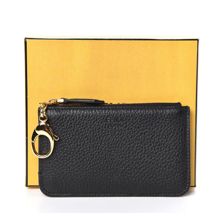 Fendi Cuoio Romano Vitello Grace Key Case Pouch Black Camelia 8 of 8
