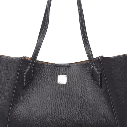 MCM Visetos Medium Yris Shopper Tote Black 7 of 9