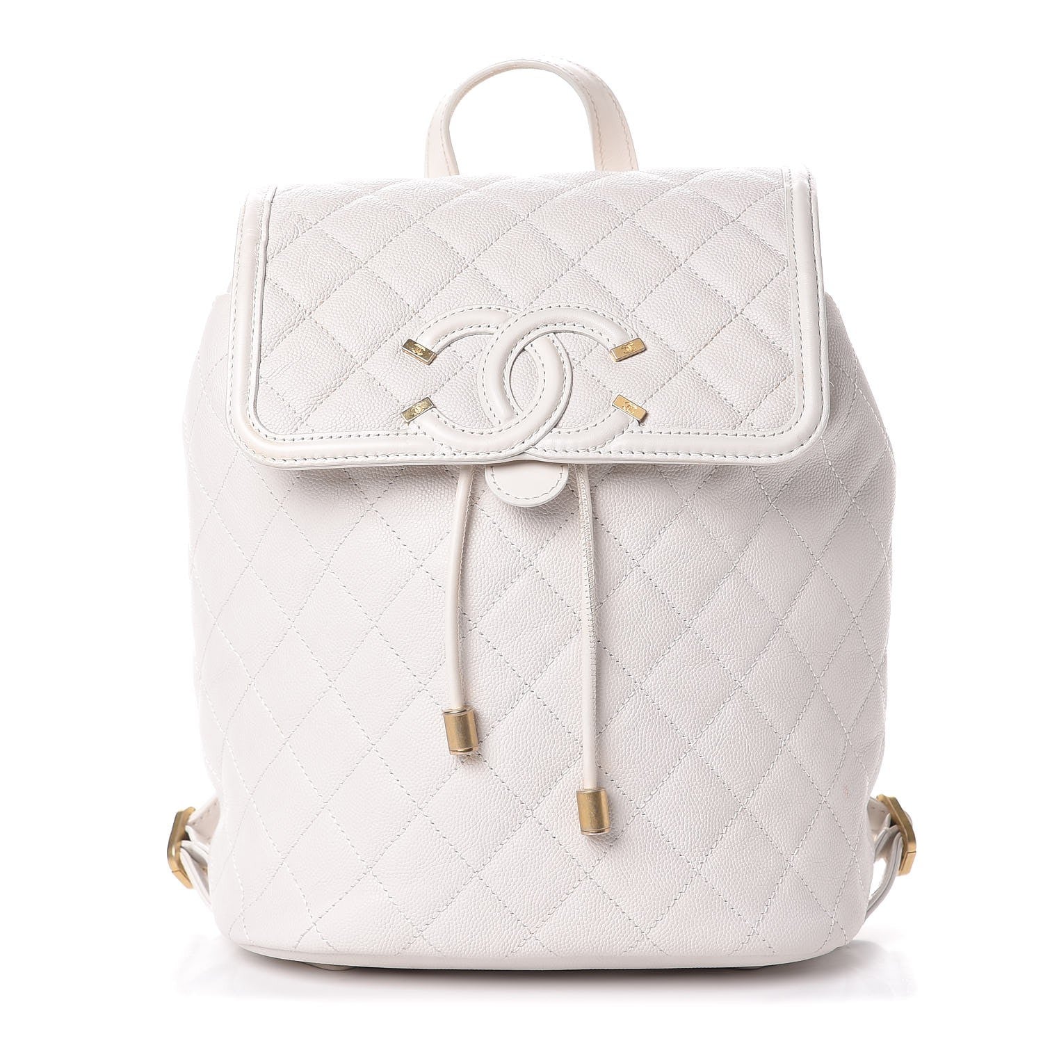 Chanel Caviar Quilted Filigree Backpack White 1 of 10