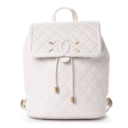 Chanel Caviar Quilted Filigree Backpack White 1 of 10