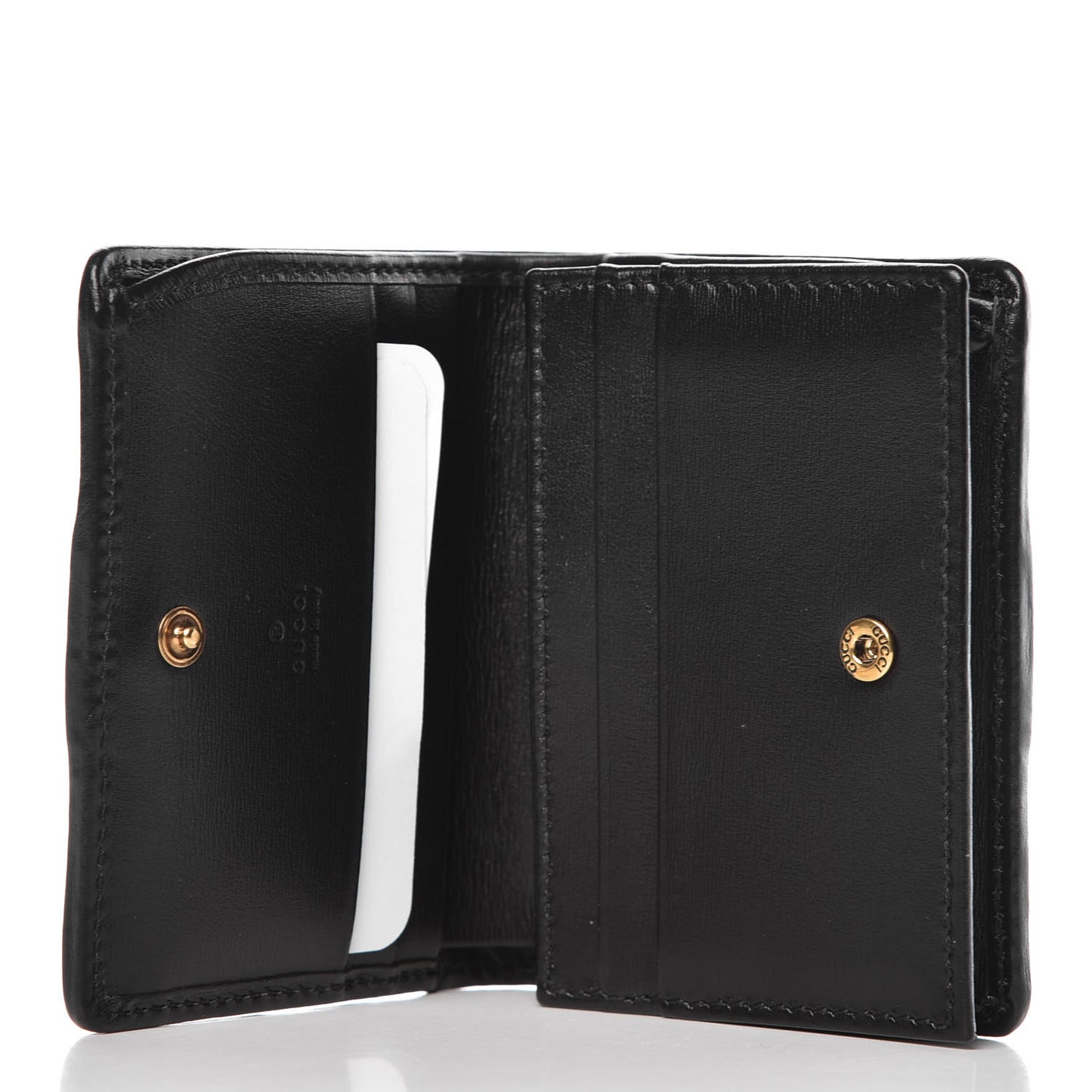 Calfskin Web Trapuntata GG Marmont Card Case Wallet Black