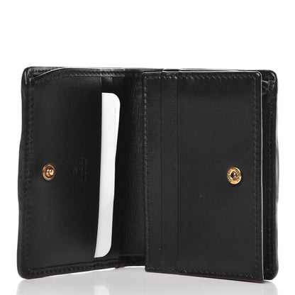 Gucci Calfskin Web Trapuntata GG Marmont Card Case Wallet Black 5 of 11