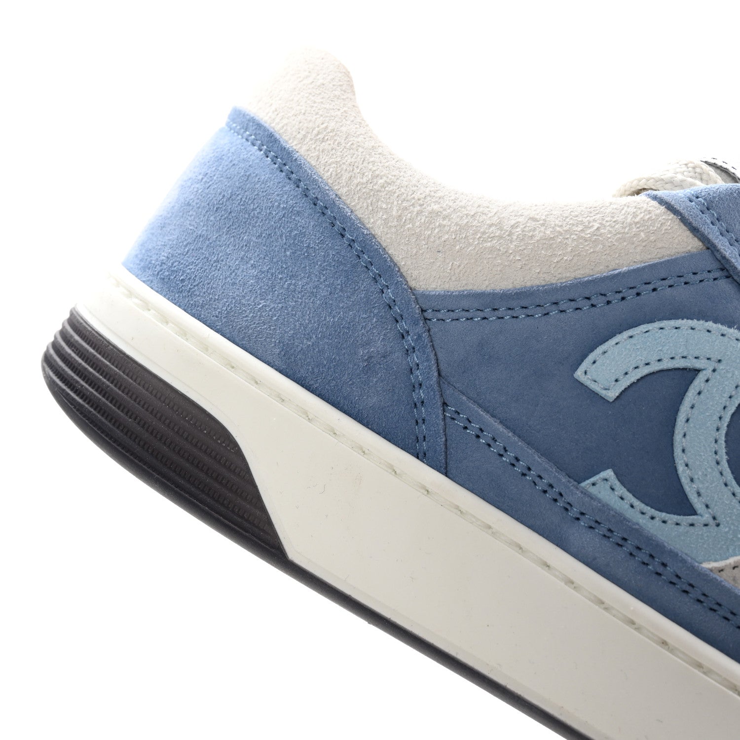 Chanel Suede Kidskin Womens CC Sneakers 40 White Blue 10 of 12