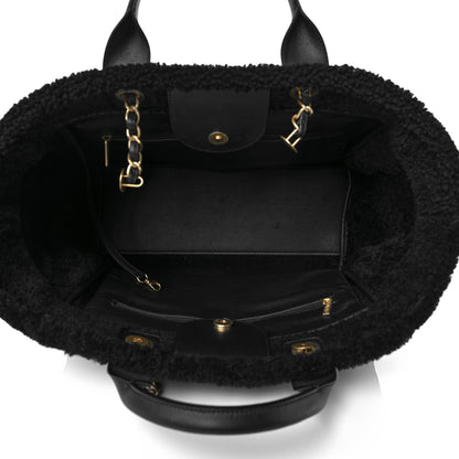 Chanel Shearling Large Deauville Tote Black 5 of 10