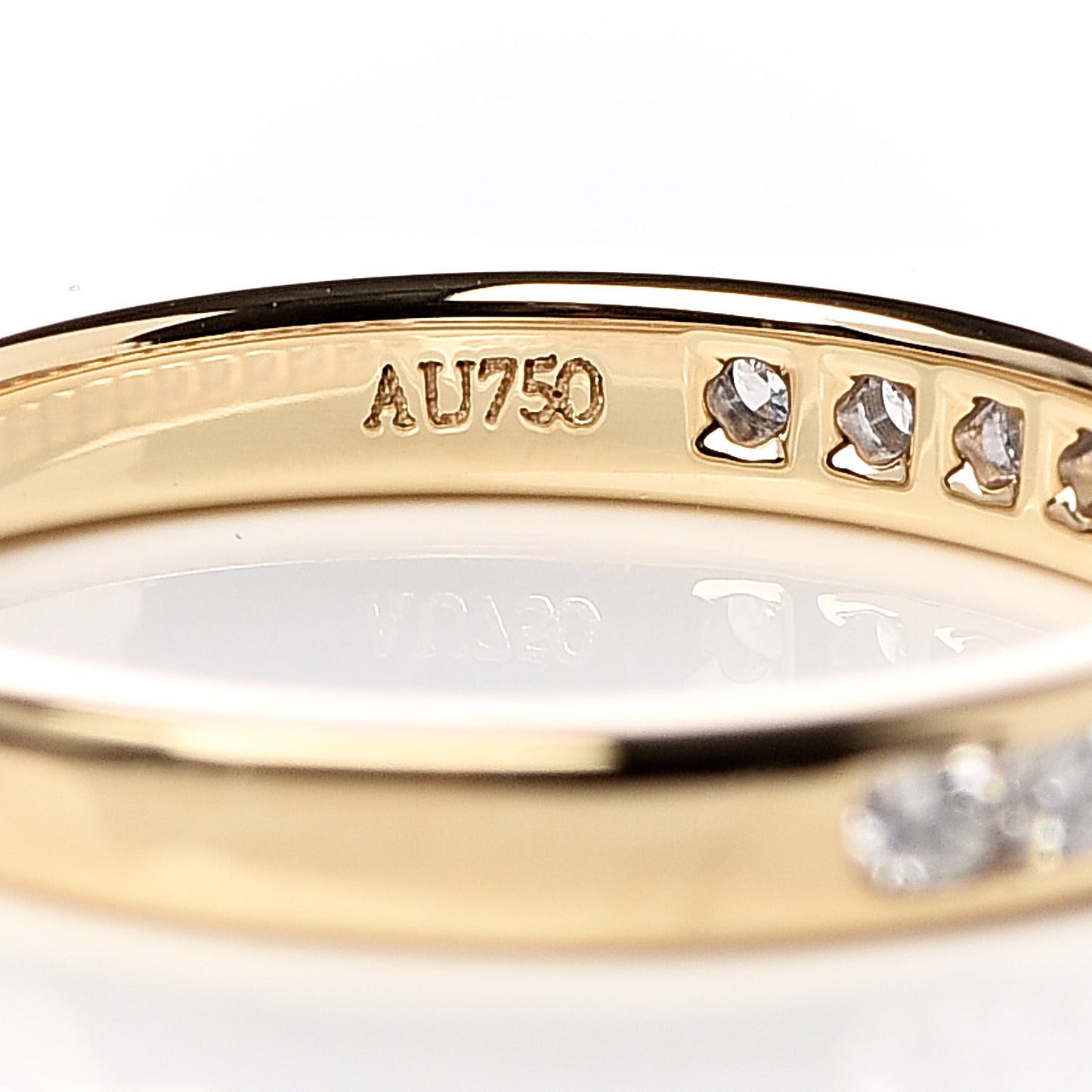 18K Yellow Gold Diamond Half Circle Wedding Band Ring 47 4