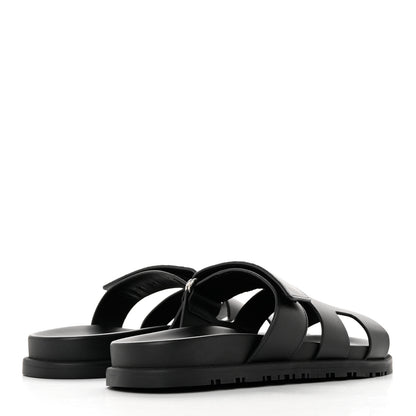 Hermes Calfskin Womens Chypre Sandals 37 Black 4 of 14