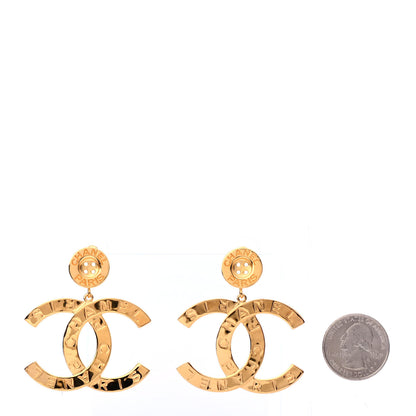 Chanel Metal Large Paris Button Earrings Gold 2 of 4