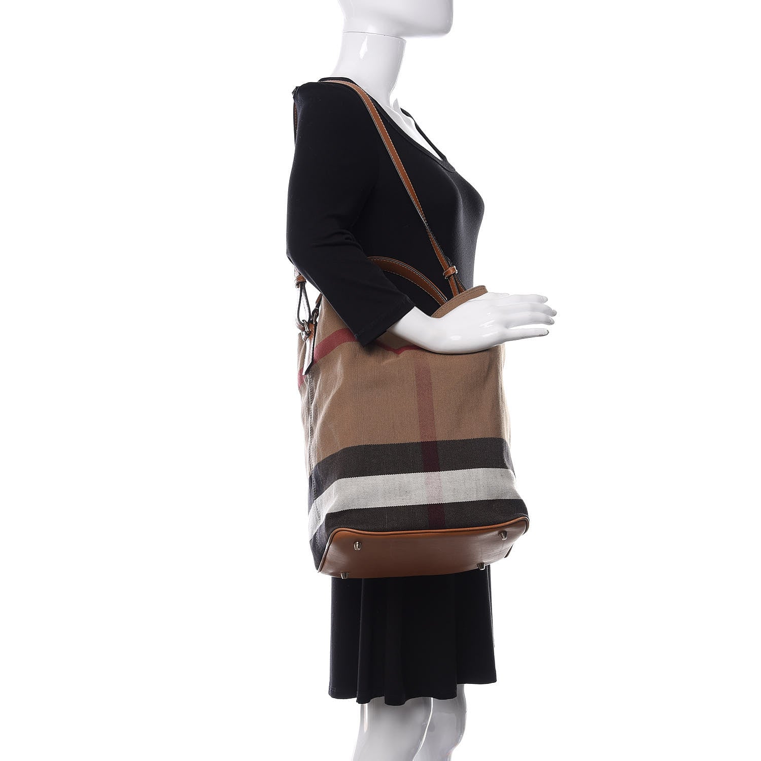 Burberry Canvas Mega Check Medium Ashby Hobo Saddle Brown 2 of 13